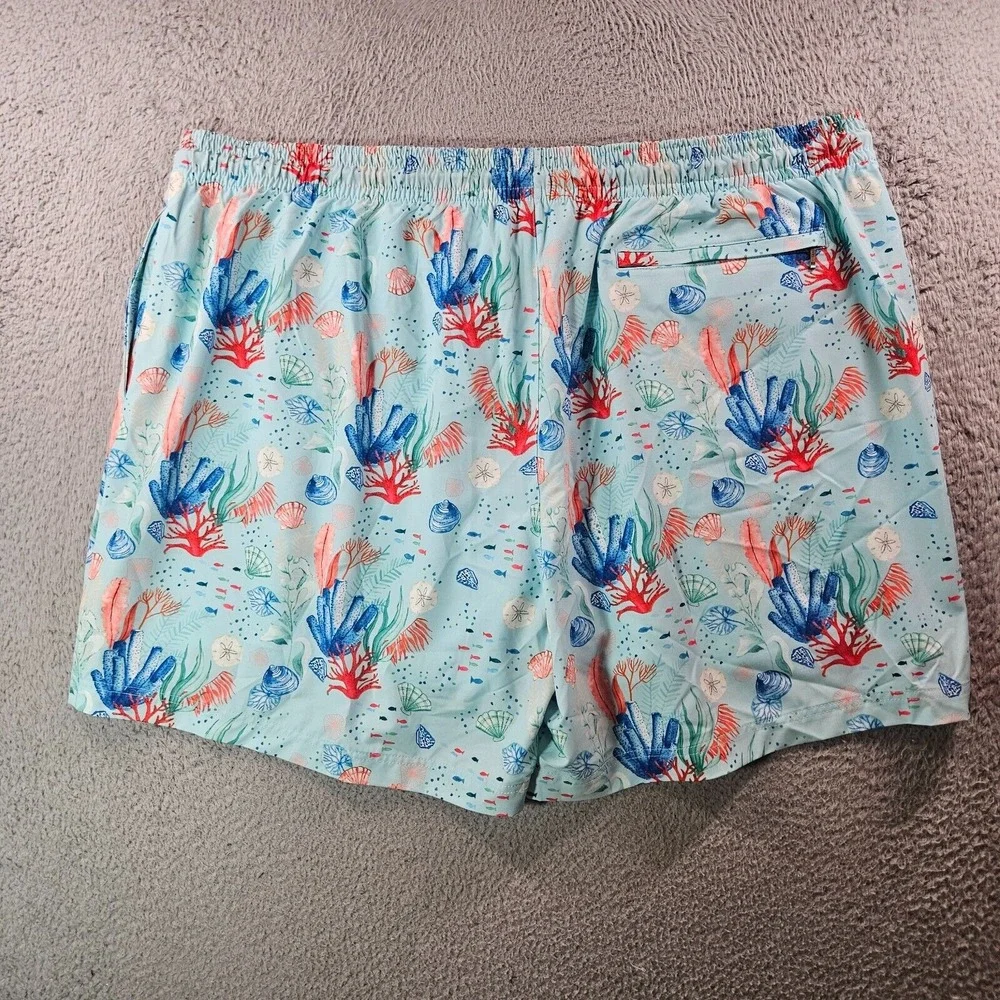 NWT Caribbean Swim Shorts Trunks‎ Men's 3XB Lined Zip Pocket Coral Sea Life Blue